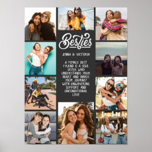 Poster Menina Besties 10 fotos cinza fundo de texto perso