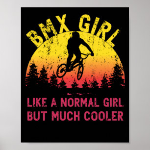 Poster Menina BMX Menina de bicicleta Sunset Retro