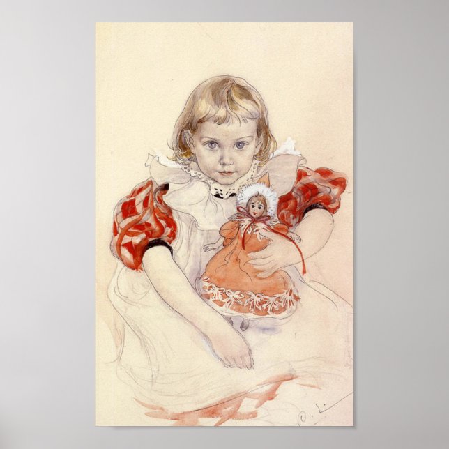 Poster Menina bonita com boneca (Arte infantil) (Frente)