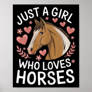 Poster Menina Bonita de Cavalo Só Uma Garota que Ama Cava