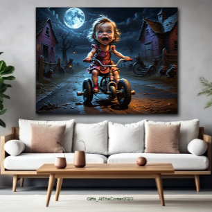 Poster Menina Bonita Na Bicicleta Horroriza Fantasia