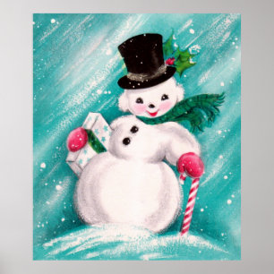 Poster Menina bonito do boneco de neve