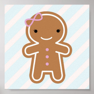 Poster Menina bonito do pão-de-espécie de Kawaii do
