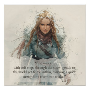 Pôster Menina Caminhando pela Neve – Poster Inspirador