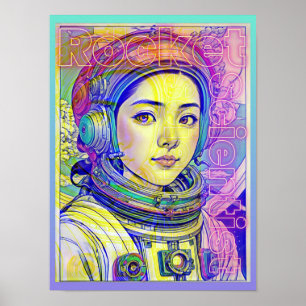 POSTER MENINA CIENTISTA DE FOGUETES