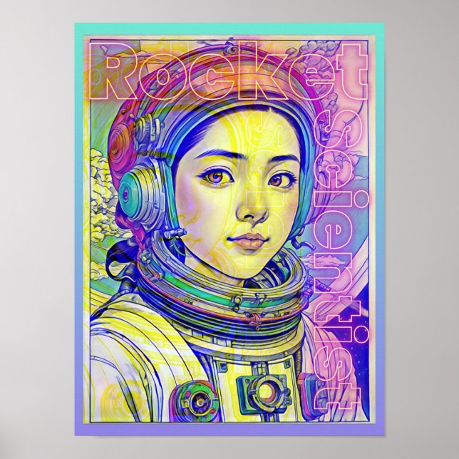 POSTER MENINA CIENTISTA DE FOGUETES (Frente)