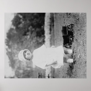 Poster Menina com a fotografia do vagão do brinquedo