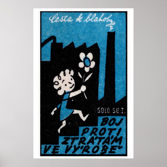 Poster Menina com Flor Caixa de Fósforos Arte Impressa, T (Frente)