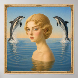 Poster Menina com Golfinhos