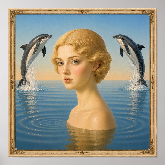 Poster Menina com Golfinhos (Frente)