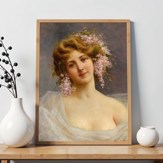 Poster Menina com Lilases, Arte de Achille Beltrame  (Criador carregado)