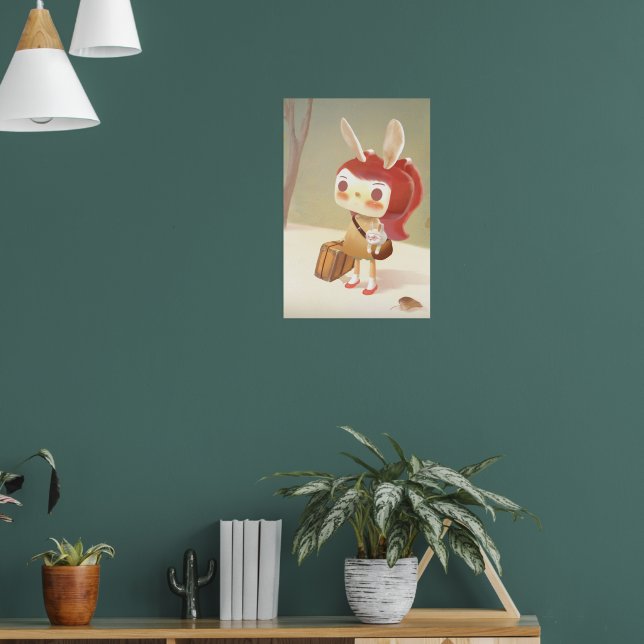 Poster Menina com Mala Perdida na Floresta Pos (Sala de Estar 1)