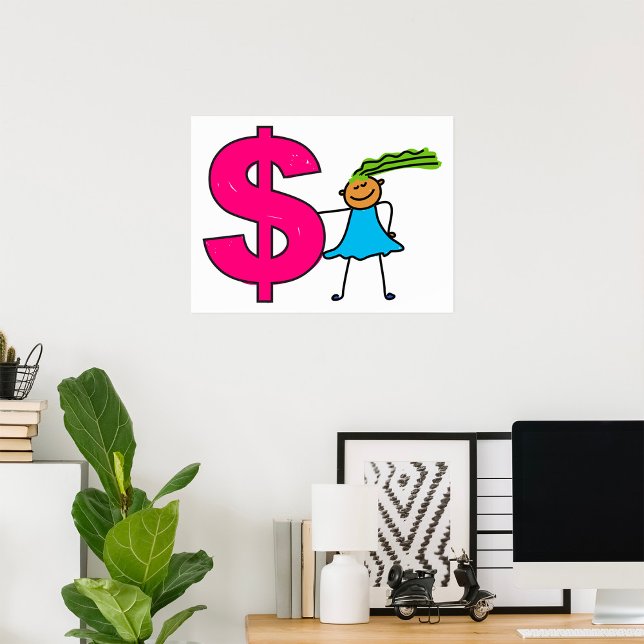 Poster Menina com Sinal De Dólar (Criador carregado)