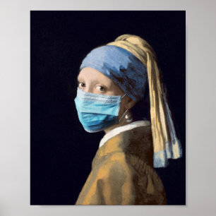 Poster Menina com um brinco de pérola e máscara facial