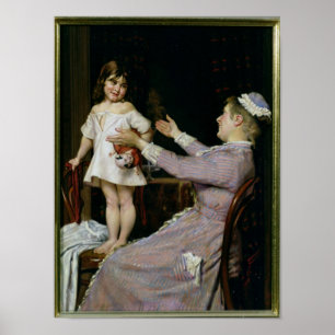 Pôster Menina com uma boneca e sua enfermeira, 1896