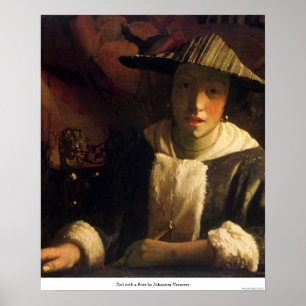 Pôster Menina com uma flauta por Johannes Vermeer