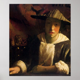 Poster Menina com uma flauta por Johannes Vermeer