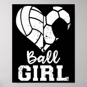 Poster Menina coração engraçado futebol volei Menina