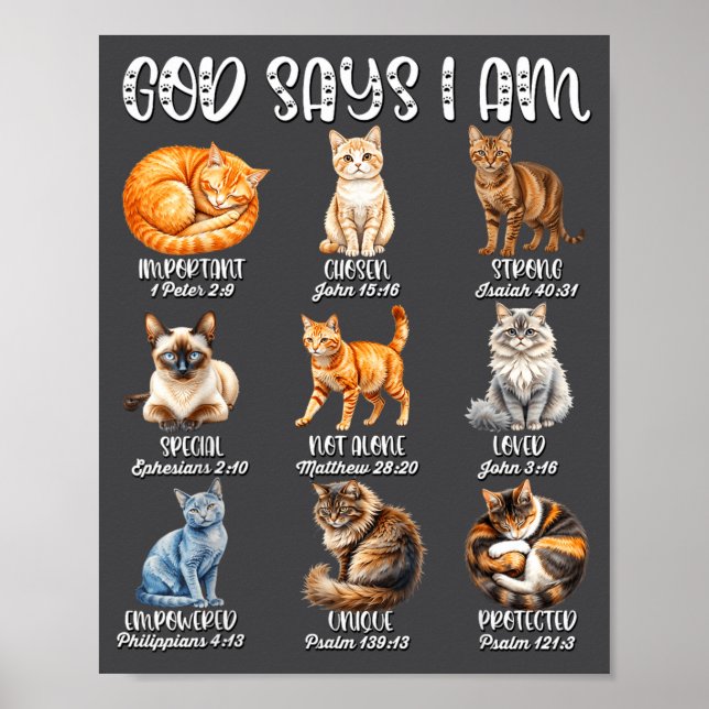 Poster Menina Cristã Deus Diz Que Eu Sou Gata Jesus Fé Bí (Frente)