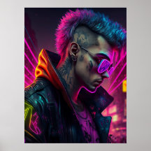 Menina Cyberpunk na cidade de neon