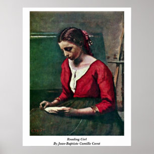 Pôster Menina da leitura por Jean-Baptiste Camilo Corot