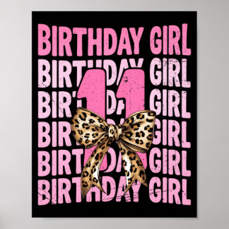 Poster Menina de 11 anos de idade Rosa Coquette Leopardo