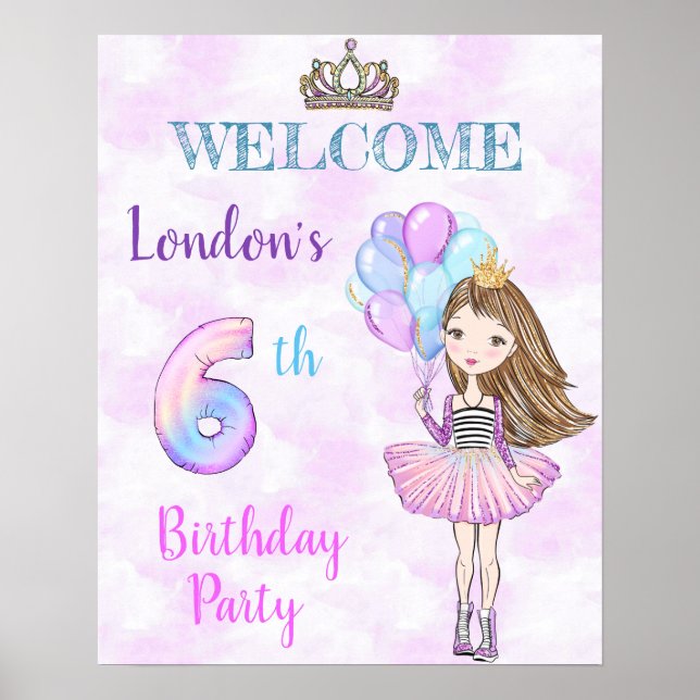 Poster Menina de 6 anos de idade Princesa Lavanda Turques (Frente)