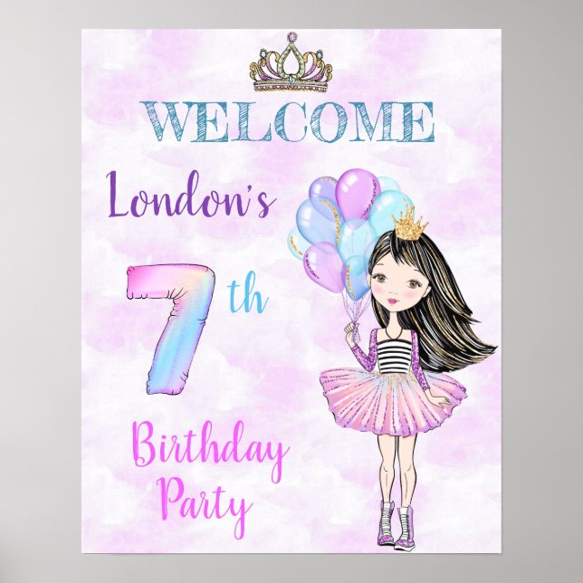 Poster Menina de 7 anos de idade Princesa Lavanda Turques (Frente)