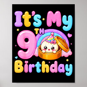 Poster menina de 9 anos de aniversário kawaii anime dumpl