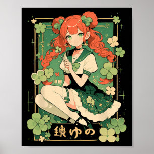 Poster Menina de animação do Dia de São Patrício Manga Ve
