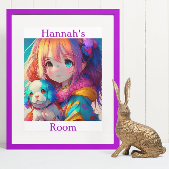 Poster Menina de Animação Personalizada com Puppy (Criador carregado)
