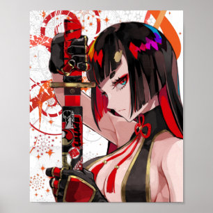 Poster Menina de animação Samurai 
