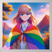 Menina de anime com LGBTQIA+ Cabo
