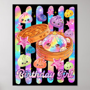 Poster Menina de Aniversário Kawaii Bolinho Anime Anivers