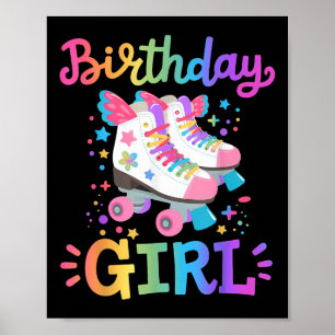 Poster Menina de Aniversário Patins de Rodas Patinadora C