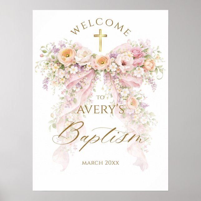 Poster Menina de Arco Floral Bloom Batismo (Frente)