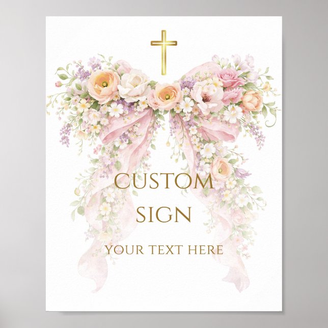 Poster Menina de Arco Floral Bloom Batismo (Frente)