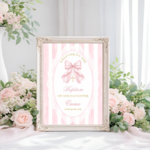Poster Menina de Arco Rosa Elegante Bem-vinda ao Batismo