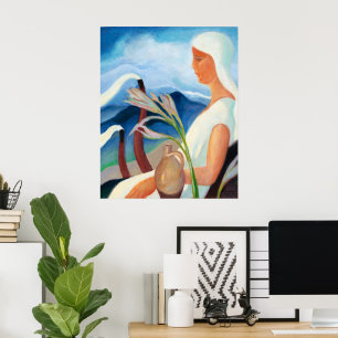 Poster Menina de Branco Arte Moderna Vintage Zolo Palugya