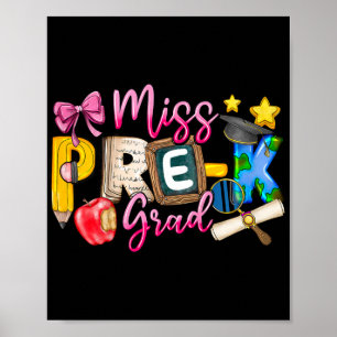 Poster Menina de Camisa de Graduação de Pré-k Formando