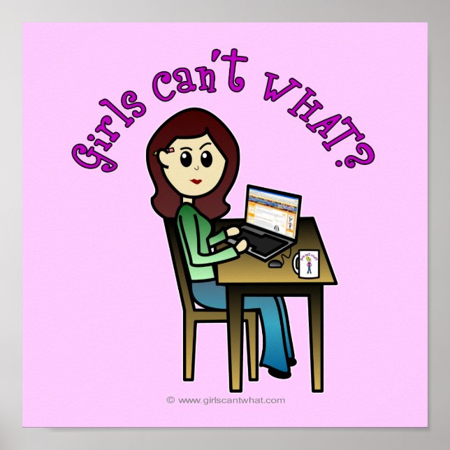 Pôster Menina de Computador Leve (Frente)