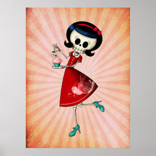 Poster Menina de esqueleto doce & assustador