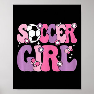 Poster Menina de Futebol Fofa Groovy Amante de Futebol Mu