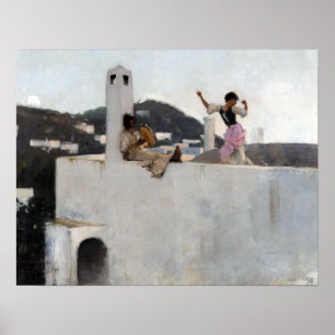 Poster Menina de John Singer Sargent Capri em um telhado