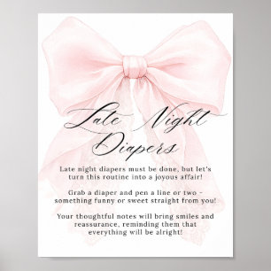 Poster Menina de Laço Rosa Chuveiro de Bebê Moderno Jogo