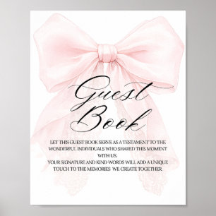 Poster Menina de Laço Rosa Chuveiro de Bebê Moderno Livro
