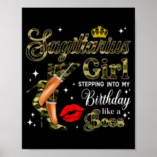 Poster Menina de Sagitário Camuflagem Preta Mulher Camo S