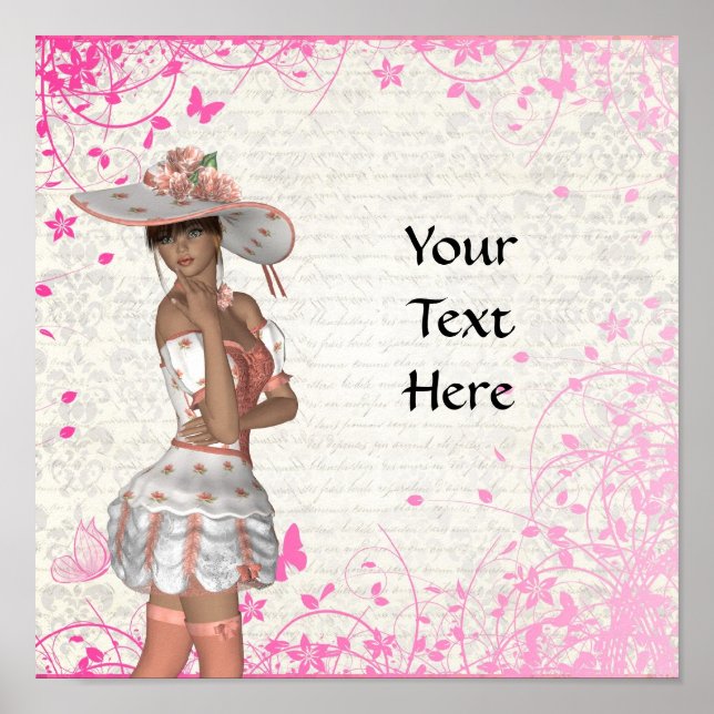 Poster Menina de verão rosa (Frente)