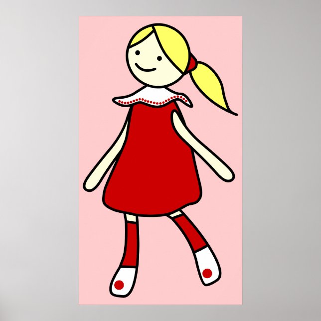Poster Menina de vestido vermelho (Frente)