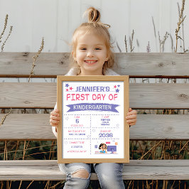 Poster Menina de volta à escola roxa e rosa
